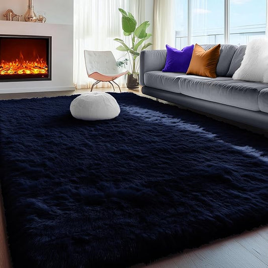 PAGISOFE Dark Navy Blue Rugs for Living Room 5x8 Ft, Plush Area Rugs for Bedroom by PAGISOFE