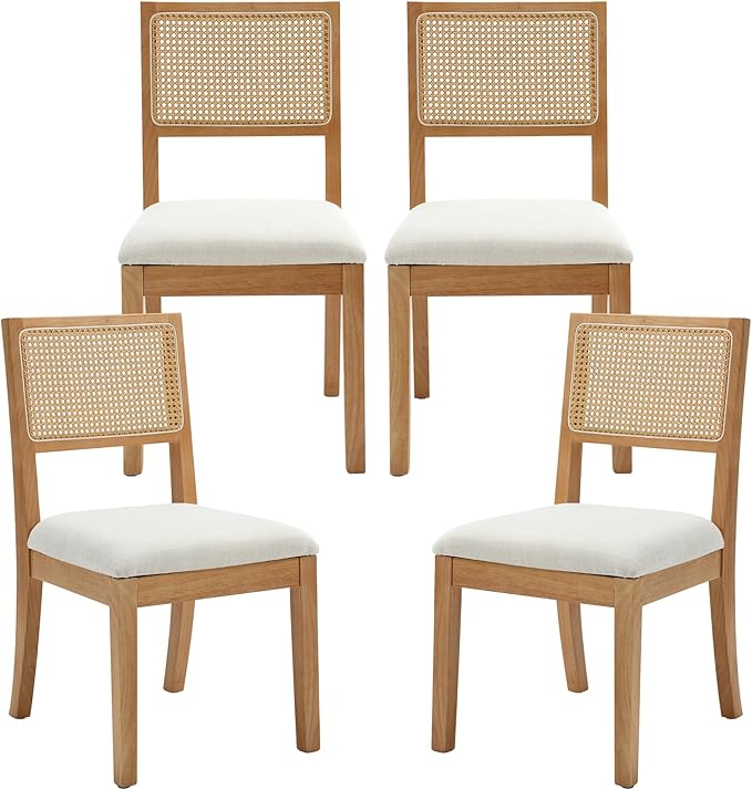Westice Rattan Dining Chairs Set of 4, Farmhouse Natural Dining Room Chairs by ChairsforHomeLivingRoom