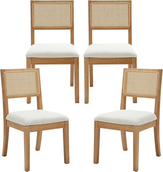 Westice Rattan Dining Chairs Set of 4, Farmhouse Natural Dining Room Chairs by ChairsforHomeLivingRoom