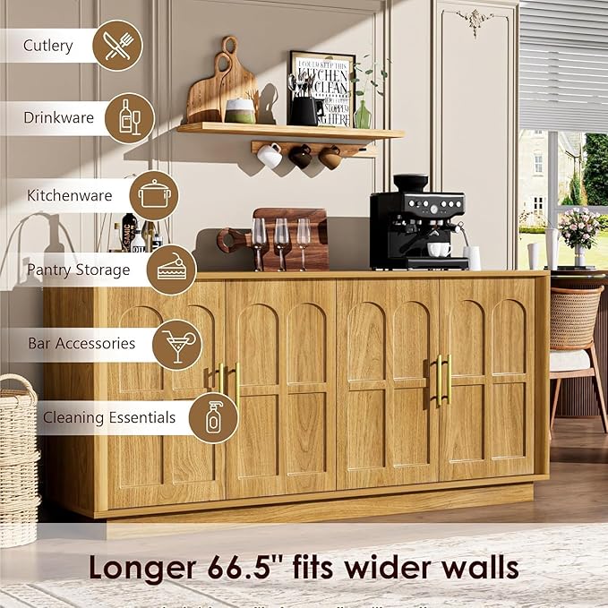 67'' Modern TV Stand for TVs up to 75'', Long Media Console - Image 5