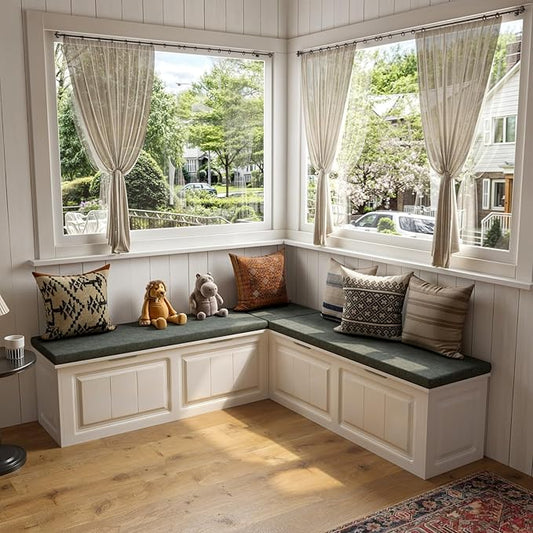 L Shape Storage Bench, Kitchen Breakfast Nook Bench, Backless Corner Bench Nook by TAMUNE