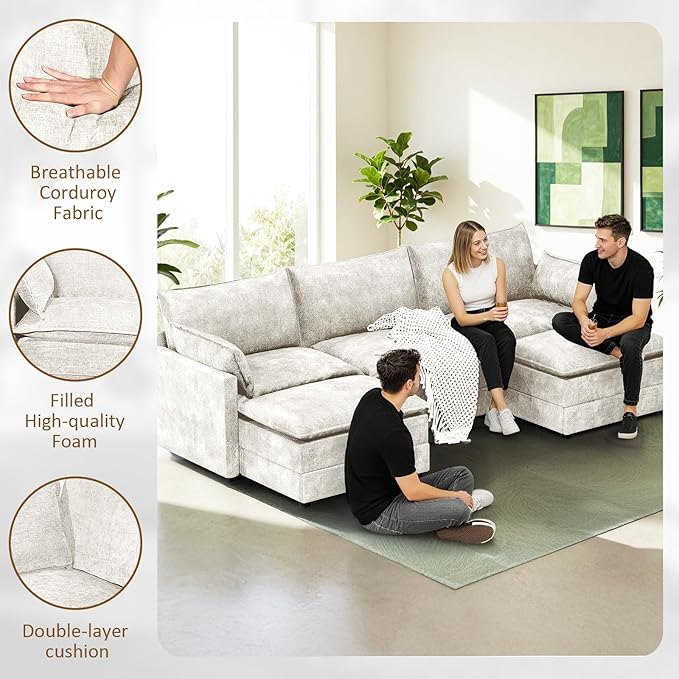 LEVELEVE 112.5" U-Shape Modular Sofa - Image 5