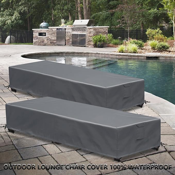 Waterproof Patio Lounge Chair Cover 1 Pack Outdoor Chaise Lounge Covers 600D - Image 3