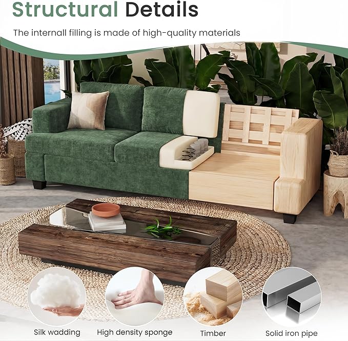 YOUDENOVA 2 Piece Set Comfy Sofa Couch, 3-Seater Sofa * 2 - Image 6
