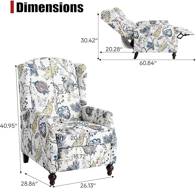 Upholstered Wingback Recliner Chair - Image 3