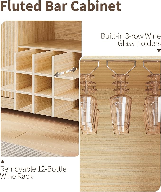 55" Fluted Wine Bar Cabinet - Image 6