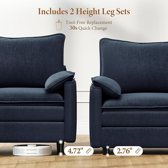 Vesgantti 142" U Shaped Sectional Couch, Comfy Cloud Modular Sectional Sofa - Image 3