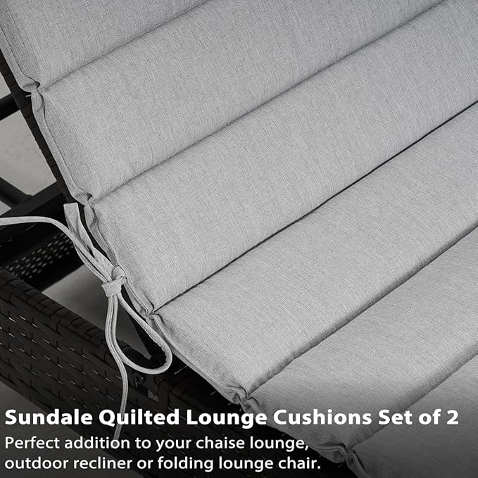 Sundale Outdoor Olefin Quilted Lounge Cushion Set of 4, Patio Foldable Chaise - Image 4