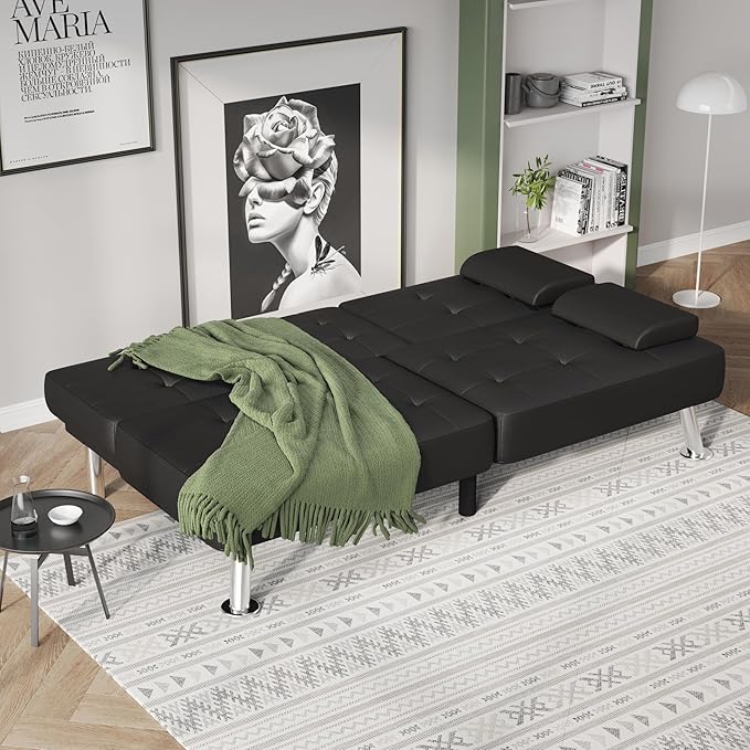Flamaker Futon Sofa Bed Modern Folding Futon Set Convertible Recliner Lounge - Image 4