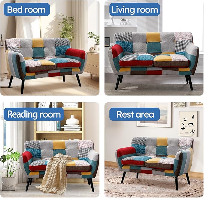 Bonzy Home Modern Boho Loveseat Couch Sofa Chair Set of 2 - Image 5
