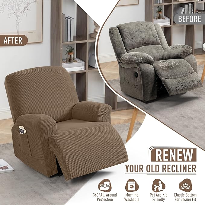 TAOCOCO Recliner Cover 4-Pieces, Recliner Stretch Sofa Slipcover, Recliner - Image 4