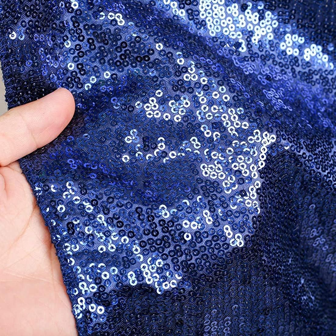 Poise3EHome 10Ft x 10Ft Navy Blue Sequin Backdrop Curtain, Glitter Thick Satin Sequin Background Drapes, Opaque Sparkly Backdrop Curtain, Sequin Backdrop for Xmas Thanksgiving Wedding Party Decor