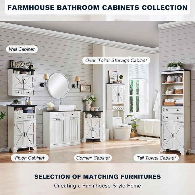 ACCOHOHO Bathroom Wall Cabinet, Farmhouse 24" Wide Medicine Cabinet - Image 6