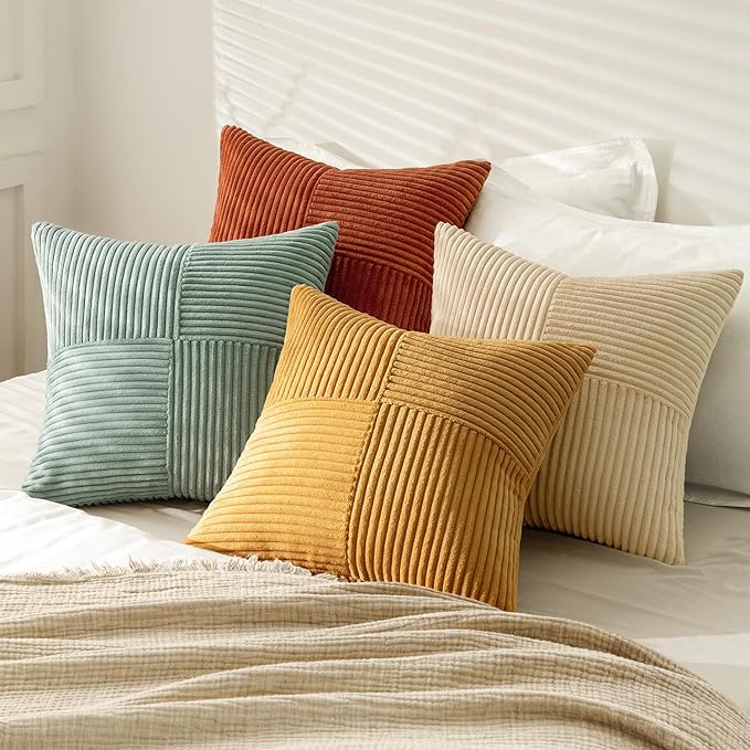 MIULEE Teal Orange Decorative Throw Pillow Covers 18x18 Inch Set of 4 Boho - Image 4