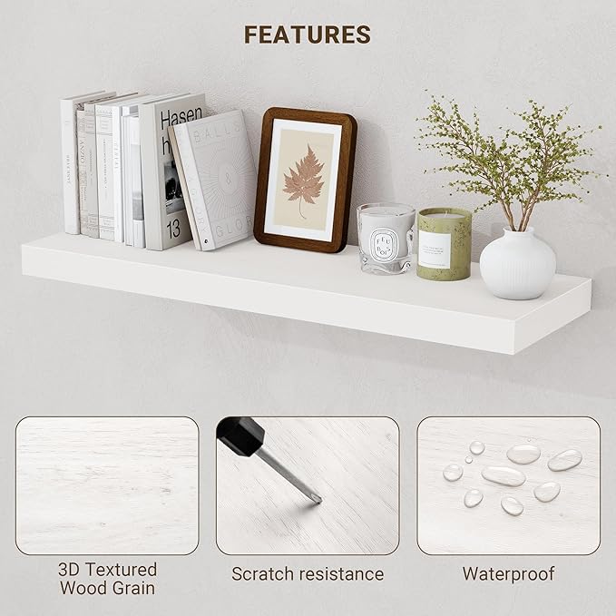 Acovy 36 Inch Floating Shelves, Wooden Shelves - Image 5