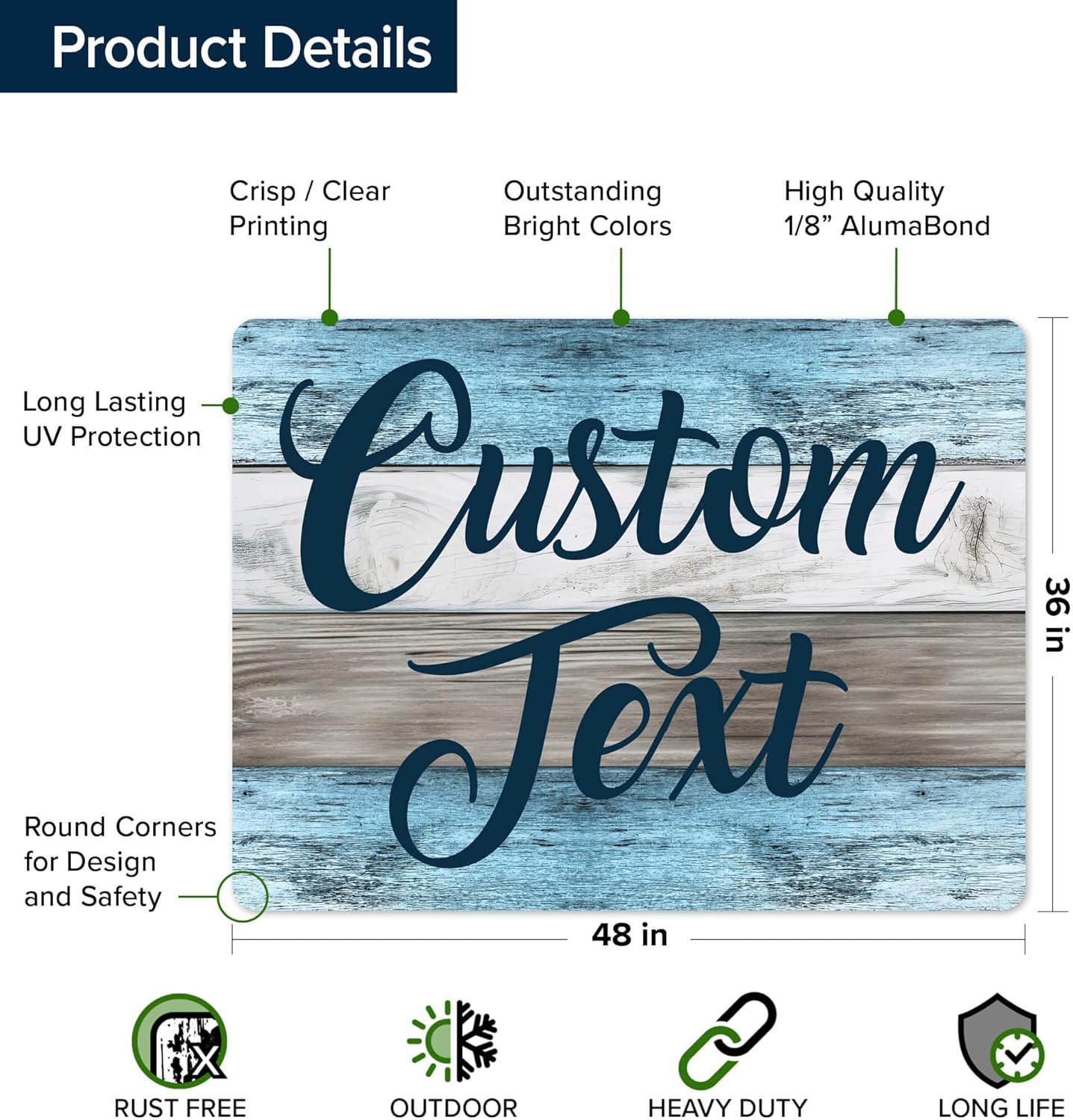 Custom Sign, Custom Street Sign, 11 Font Colors, 13 Font Styles, 4 Hole Options, 22 Sizes, 36x48 Inches, Rust Free DiBound, Fade Resistant, Made in USA by My Sign Center (Coastal)