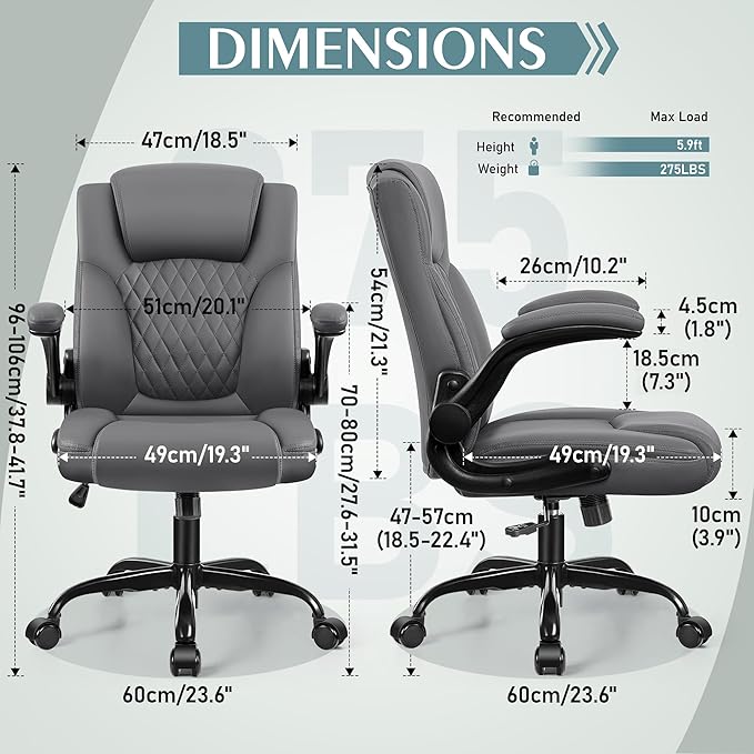 Leather Office Chair, PU Home Computer Desk Chairs - Image 3