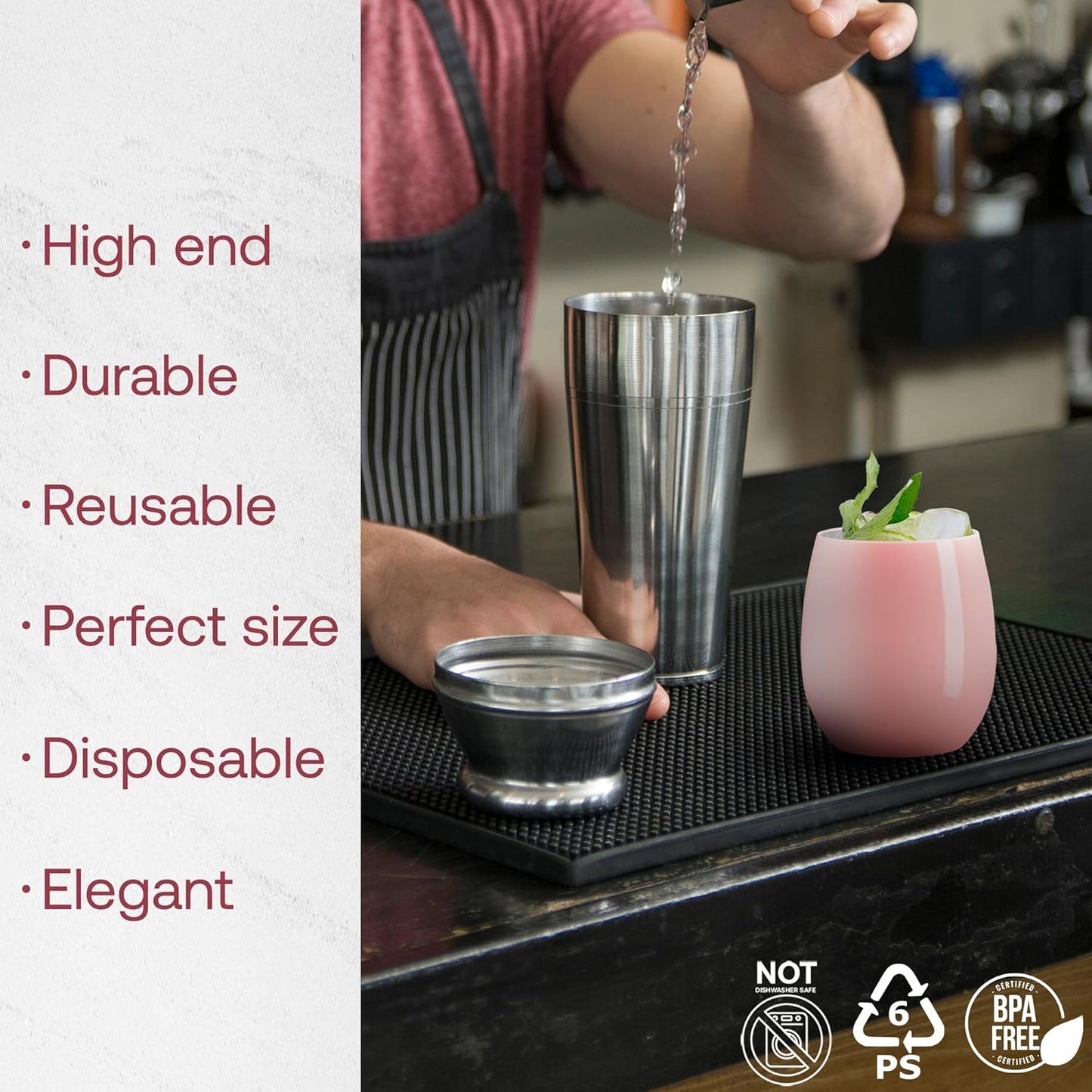 Smarty Had A Party 64 Glasses 12 oz. Solid Pink Elegant Stemless Plastic Wine Glasses, Disposable Drinkware, Plastic Wine Glasses for Parties