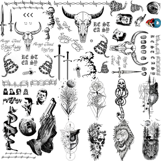 12 Sheets Halloween Face Temporary Tattoos Set, Cosplay Rapper Inspired Temporary Tattoos Tattoos, Halloween Costume Accessories and Parties for Women and Men