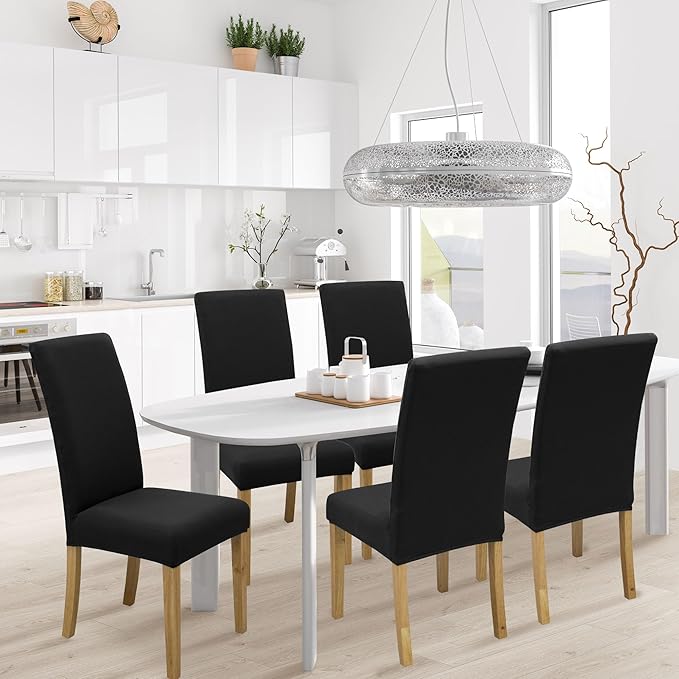 BIETYONE Stretch Dining Chair Covers Set of 8, Soft Removable Washable Kitchen - Image 2