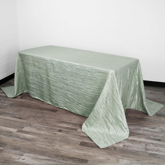 YOUR CHAIR COVERS - 90 x 132 inch Rectangular Crinkle Taffeta Tablecloth - Sage, Rectangle Table Linens for 6 ft Rectangular Tables, Wedding Crushed Table Cloth