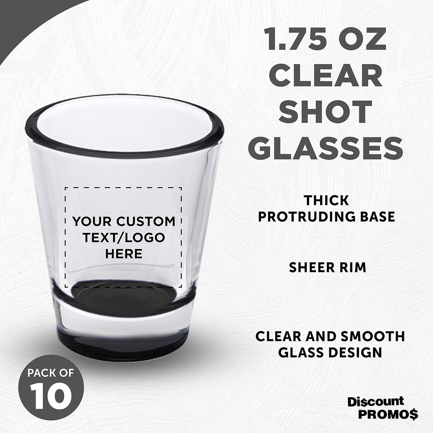 Custom Shot Glasses 1.75 oz. Set of 10, Personalized Bulk Pack - Great for Wedding Favors, Bachelorette Party Decorations, Party Fovors, Color Bottom - Black