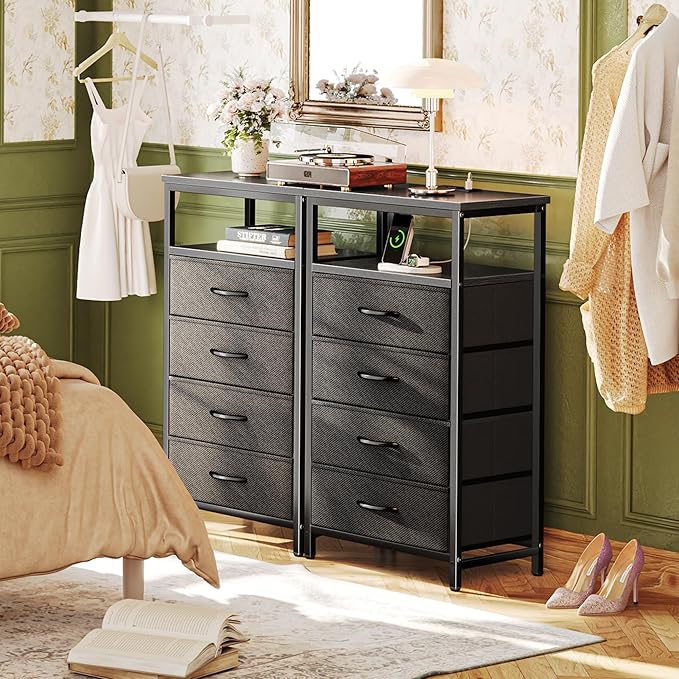 Huuger Night Stand with Charging Station, 4 Drawer Dresser - Image 7