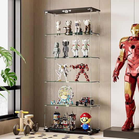APRILSOUL Glass Display Cabinet 5-Shelf by Unknown