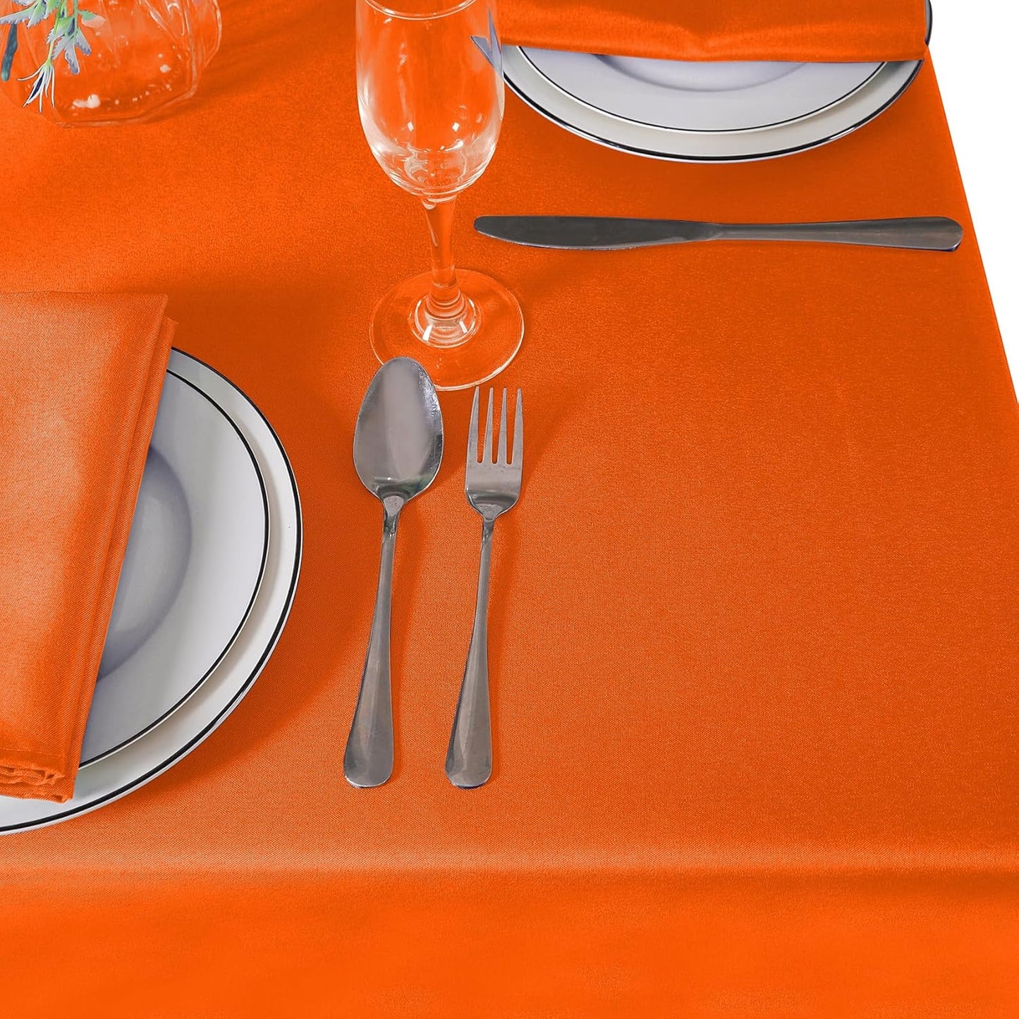 Rectangle Tablecloth 60x120 inch Washable Polyester Fabric Table Cloth for Wedding Party Dining Banquet Decoration（60x120, Orange）