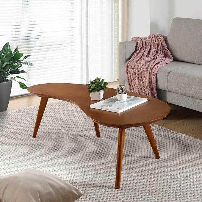 Mid Century Modern Abstract Shaped Coffee Table/Solid Wood/Oak Finish - Image 2