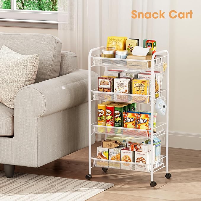 TOOLF 4-Tier Rolling Cart, Metal Utility Cart - Image 7