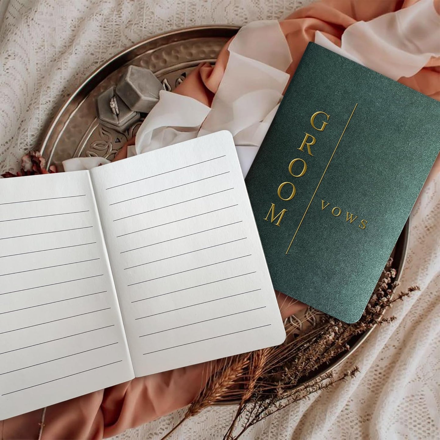 Vow Books His and Hers Wedding Vow Books Bride and Groom with Soft Touch Gold Foil Engraving Wedding Essentials(TR-GB-Sage)