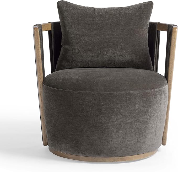First of a Kind Swivel Chair in Chocolate Brown Plywood - Image 3