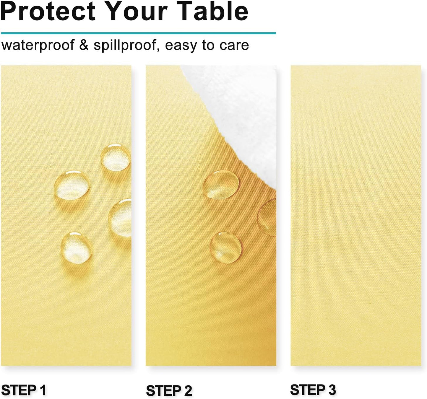 Hiasan Light Yellow Square Tablecloth - Waterproof and Spillproof Restaurant Washable Polyester Table Cloth for Dining Room, 54 x 54 Inch