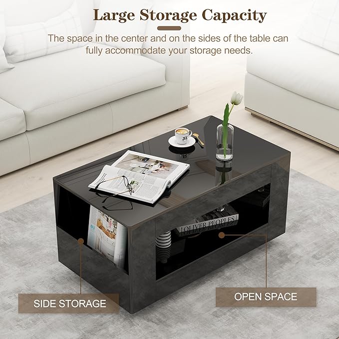 35" High Gloss Wood Coffee Table - Image 3