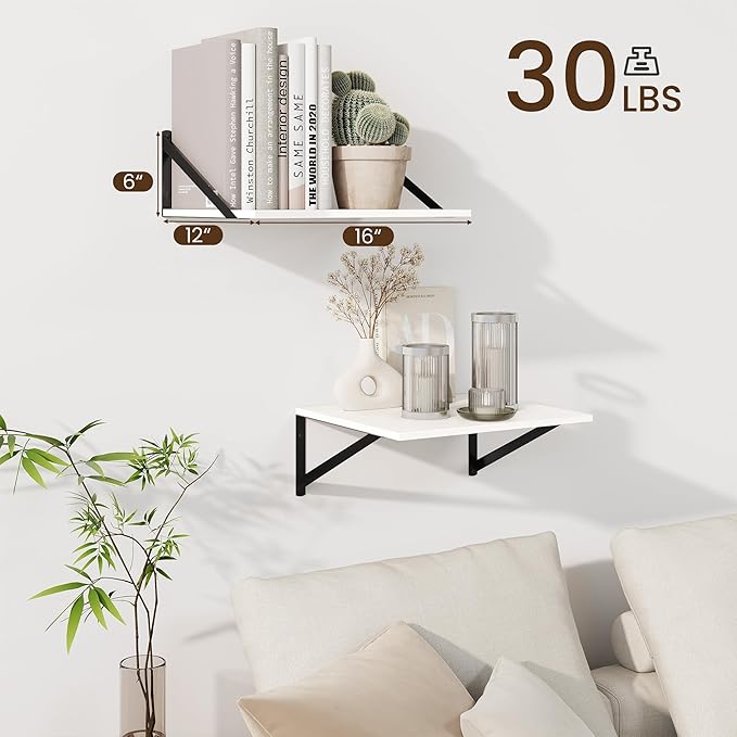 Fun Memories Floating Shelves for Wall, 12 Inch Deep Floating Shelves Set of 2 - Image 3