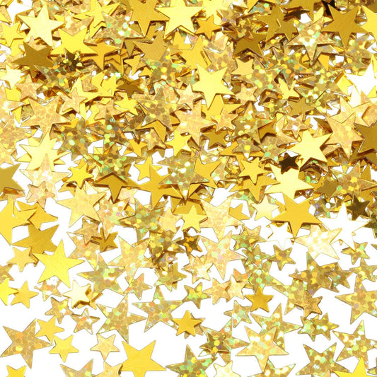Hestya 60g Star Confetti Glitter Table Confetti Metallic Foil Stars for Party Wedding Festival Decorations(Glitter Gold Set,10mm and 6mm)