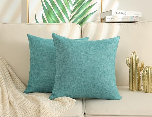 Stellhome Burlap Large Throw Pillow Covers Textured Farmhouse Linen Pillowcase by Stellhome