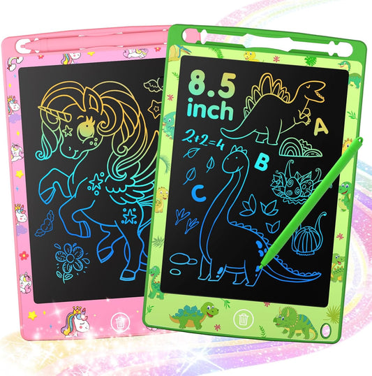2 Pack LCD Writing Tablet for Kids, 8.5 Inch Colorful Doodle Board Drawing Tablet, Kids Travel Games Activity Learning Toys Birthday Gifts for 3 4 5 6 Year Old Boys Girls Toddlers Preschooler