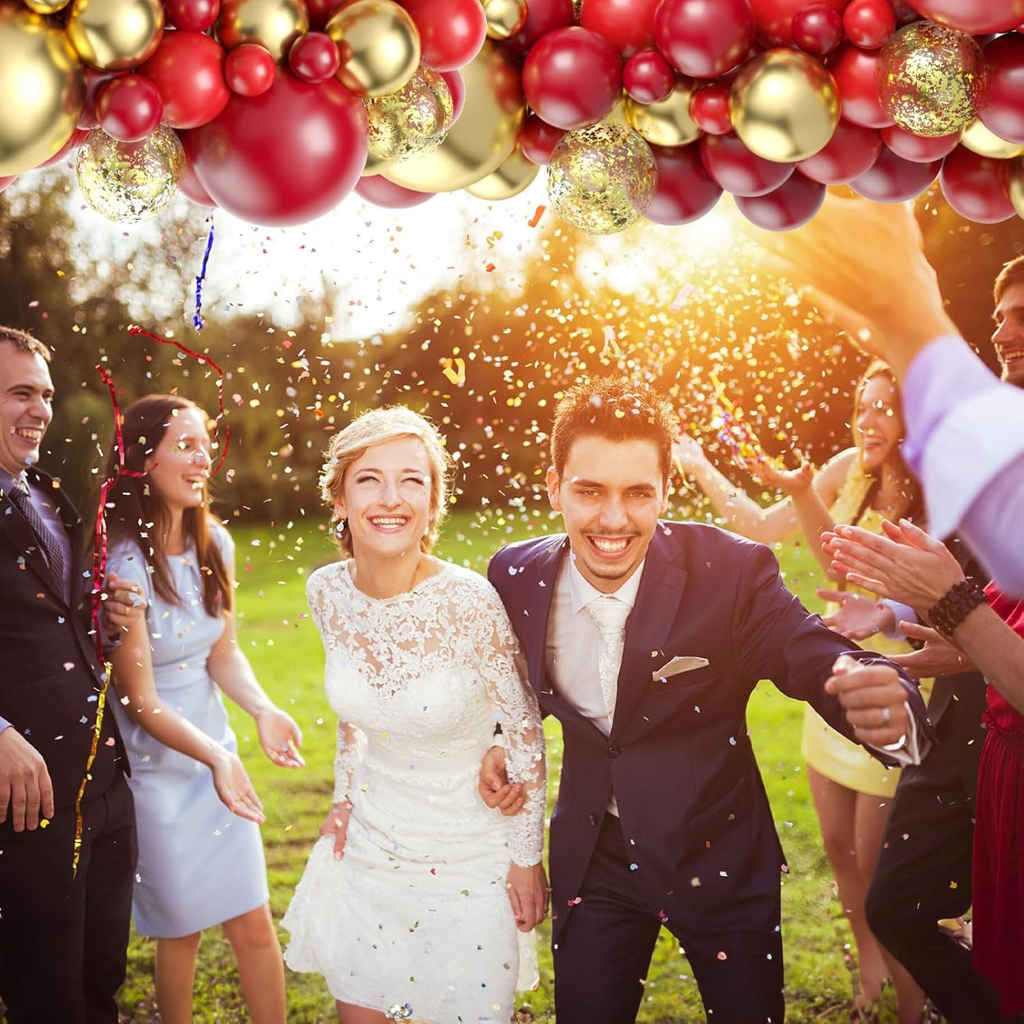 Red and Gold Balloon, 60 Pack 12 Inch Different Shades Red Party Balloons, Dark Red and Metallic Gold Confetti Balloons for Women Wedding Bridal Shower Birthday Christmas Party Decorations