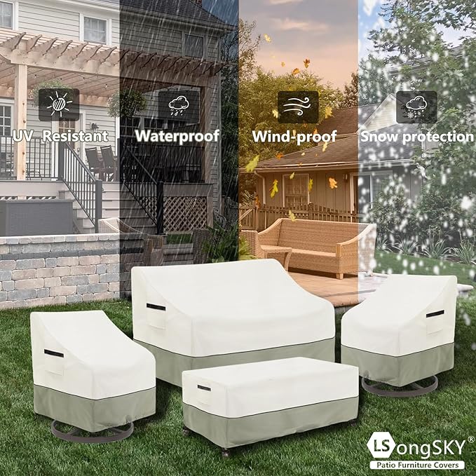 Patio Furniture Covers 4 Piece Set, 600d Heavy Duty Outdoor Furniture Covers - Image 9