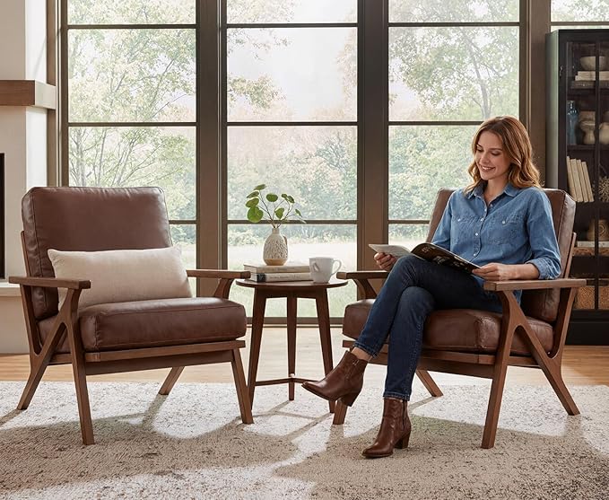 HNY Mid Century Arm Chairs Set of 2, Retro Accent Armchair by HNY