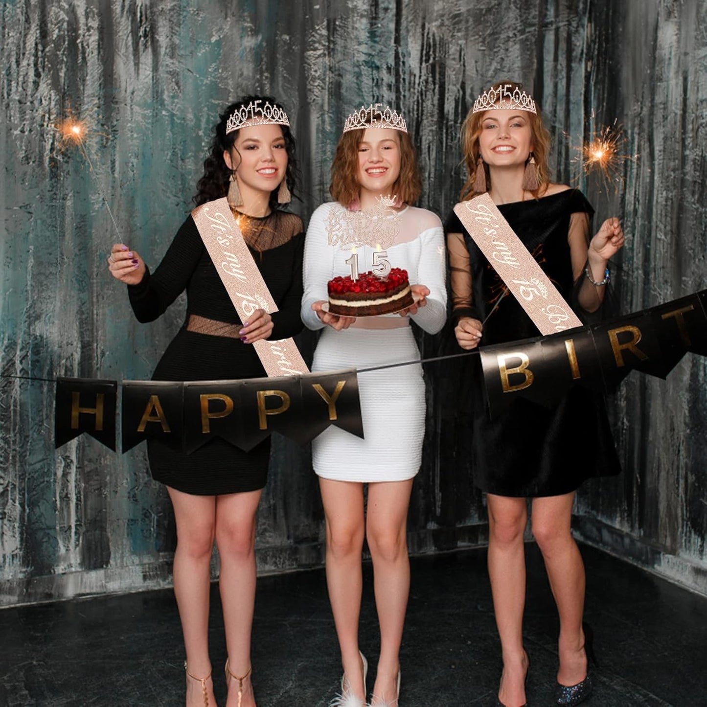 15th Birthday Decorations for Girls, Including Sash, Crown/Tiara, Candles, Cake Toppers. 15th Birthday Gifts for Girls