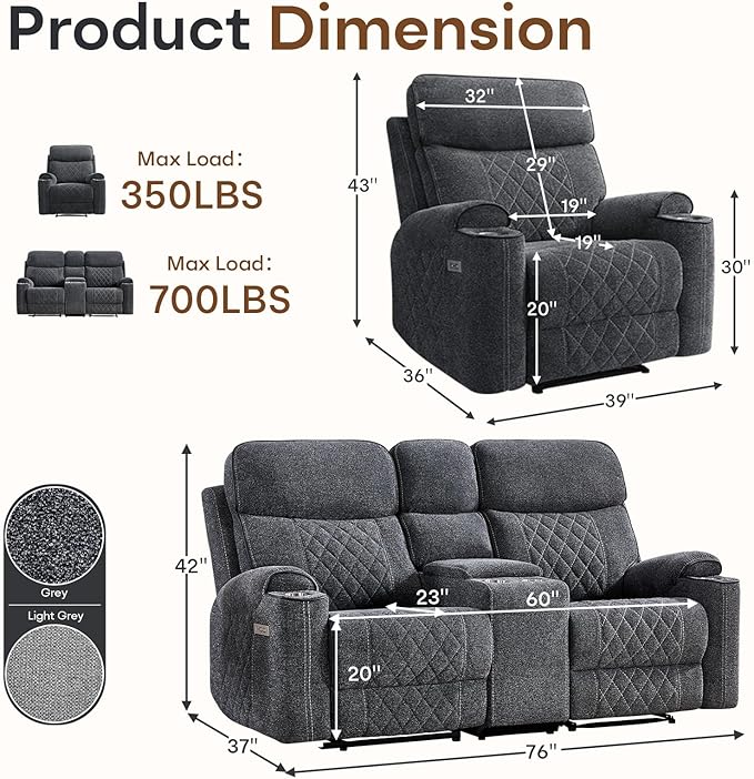 HAOMARKETS 2-Piece Power Recliner Sofa Set - Image 2