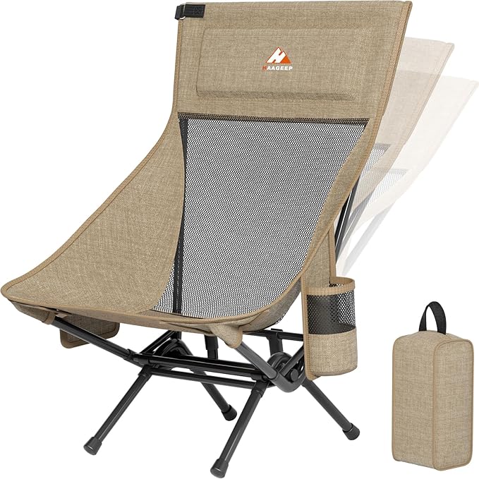 Armless Rocking Camping Chair for Adults, Portable Folding Outdoor Rocker by HAAGEEP