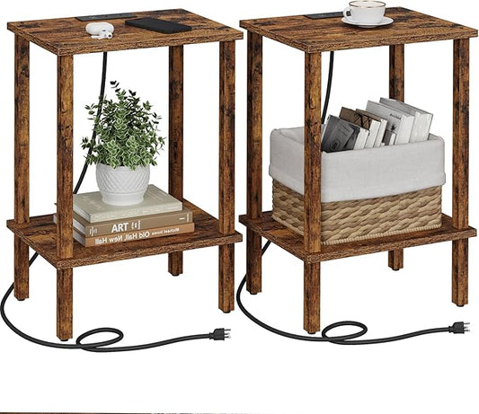 TUTOTAK End Table with Charging Station, Small Side Table with Outlets by ChoosetutotakFurnitureBuildYourCozyHome