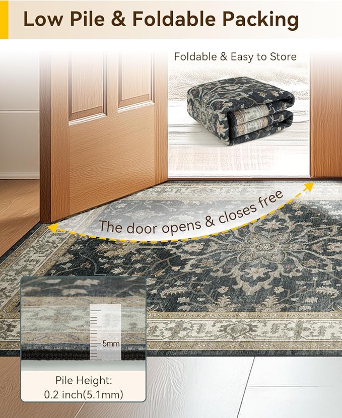 RELEANY Area Rugs 2'6"x5' Runner Rug Non Slip Washable - Image 5
