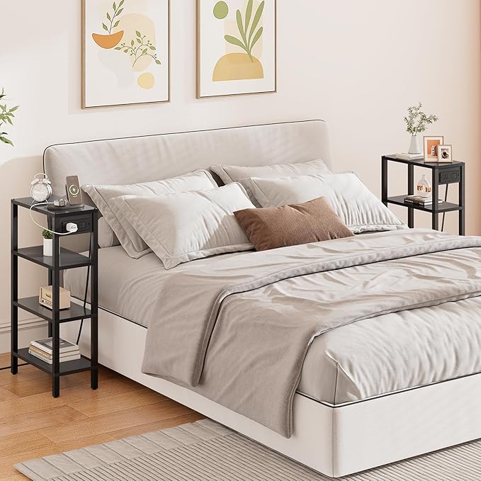 TUTOTAK Narrow Side Table with Charging Station, Small End Table with USB Ports - Image 9