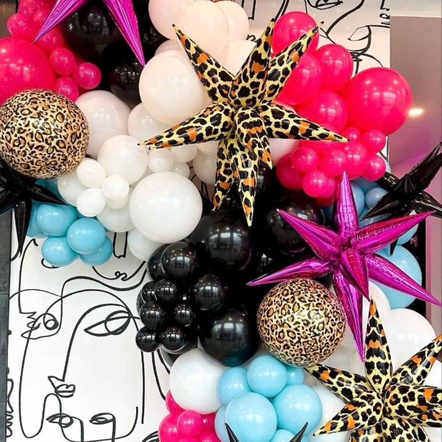 Hot Pink Star Balloons 12pcs, 27/22 Inch Foil Star Explosion Balloons, Large Spike Mylar Cone Balloon, Fireworks Shape Balloon for Wedding Engagement Baby Bridal Shower Valentine's Day