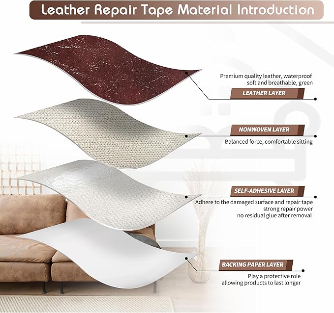 KING MOUNTAIN Leather Repair Patch, 2 Packs 9 x 11 Inches self Adhesive Leather - Image 3